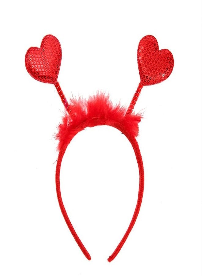 WLngtv Heart Headband Red Sequin Love-shaped Head Valentine's Day Headband Hair Accessories Dress Accessories for Valentine Party Props Hats and Caps, Red Sequin Love Design, Party Hair Accessories - Image 1